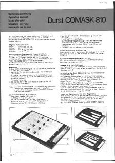 Durst Comask manual. Camera Instructions.